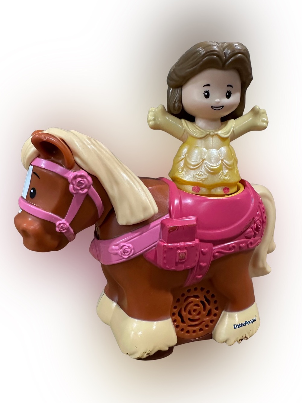 Fisher Price Little People Disney Princess Belle & Philippe Talking Horse WORKS